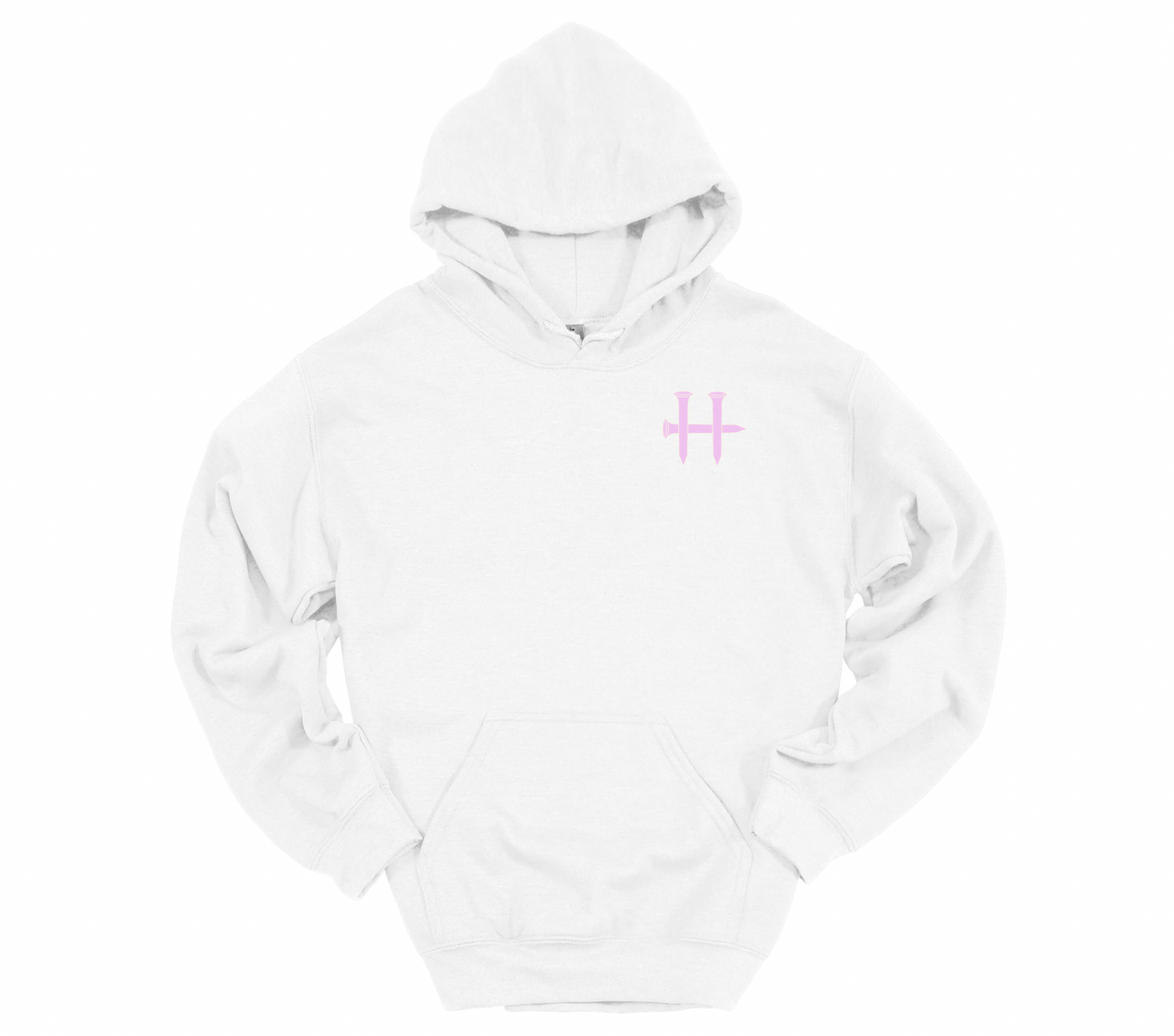 Women’s White Humble Hoodie – Pink Flag & H Design