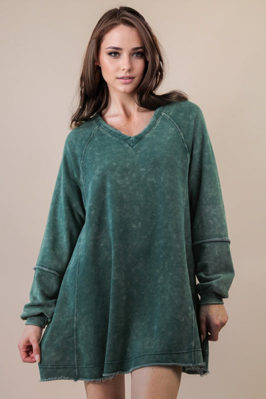 Vintage Wash Oversized Sweatshirt Dress – Chic Casual Style | Modern Grace Boutique