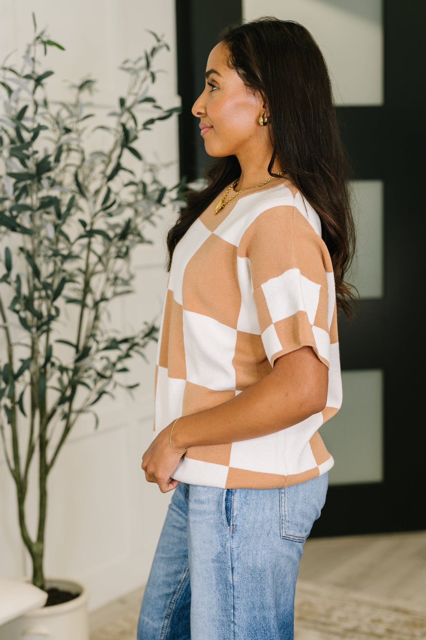 Checkered Relaxed Fit Sweater