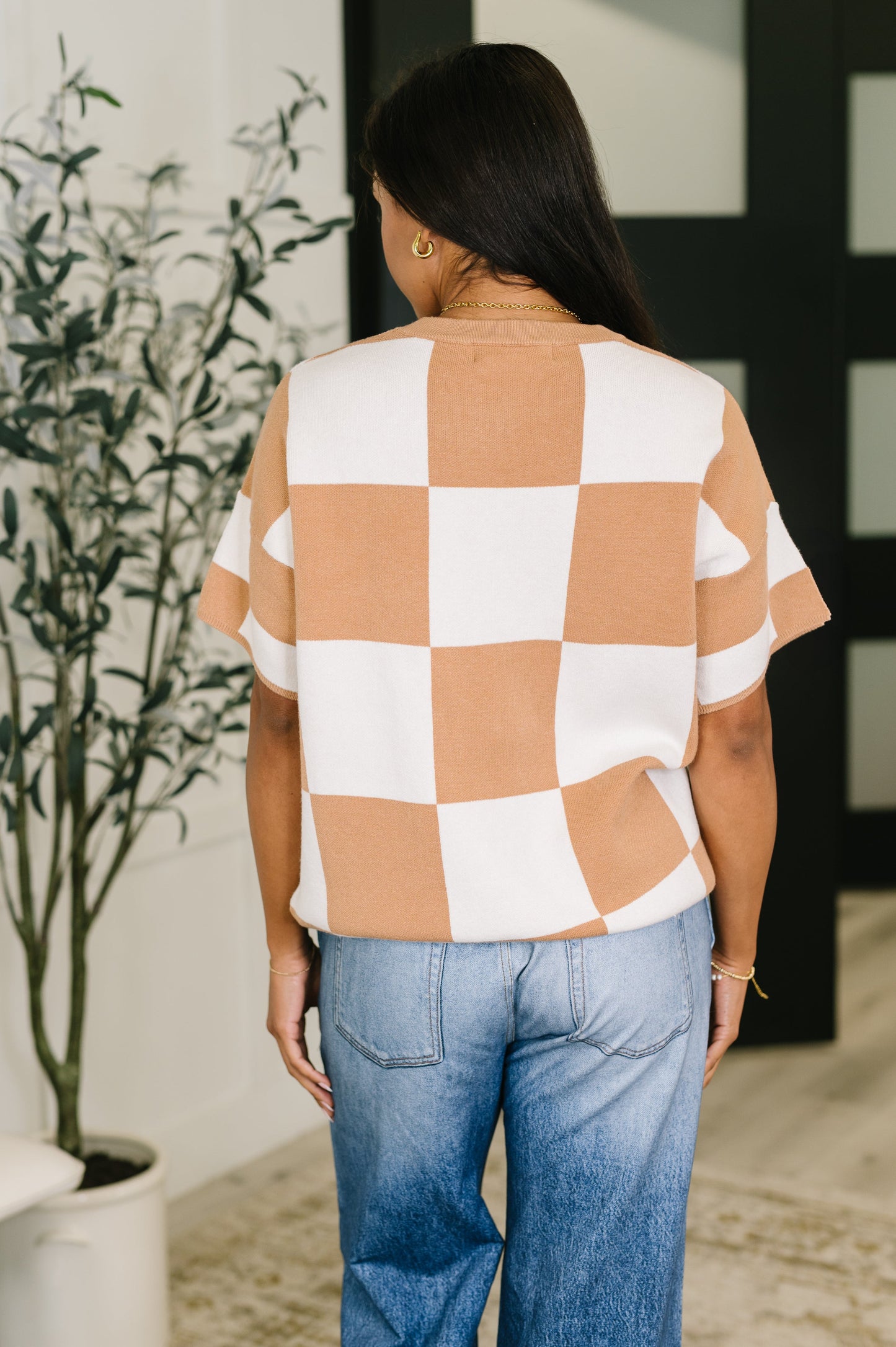 Checkered Relaxed Fit Sweater