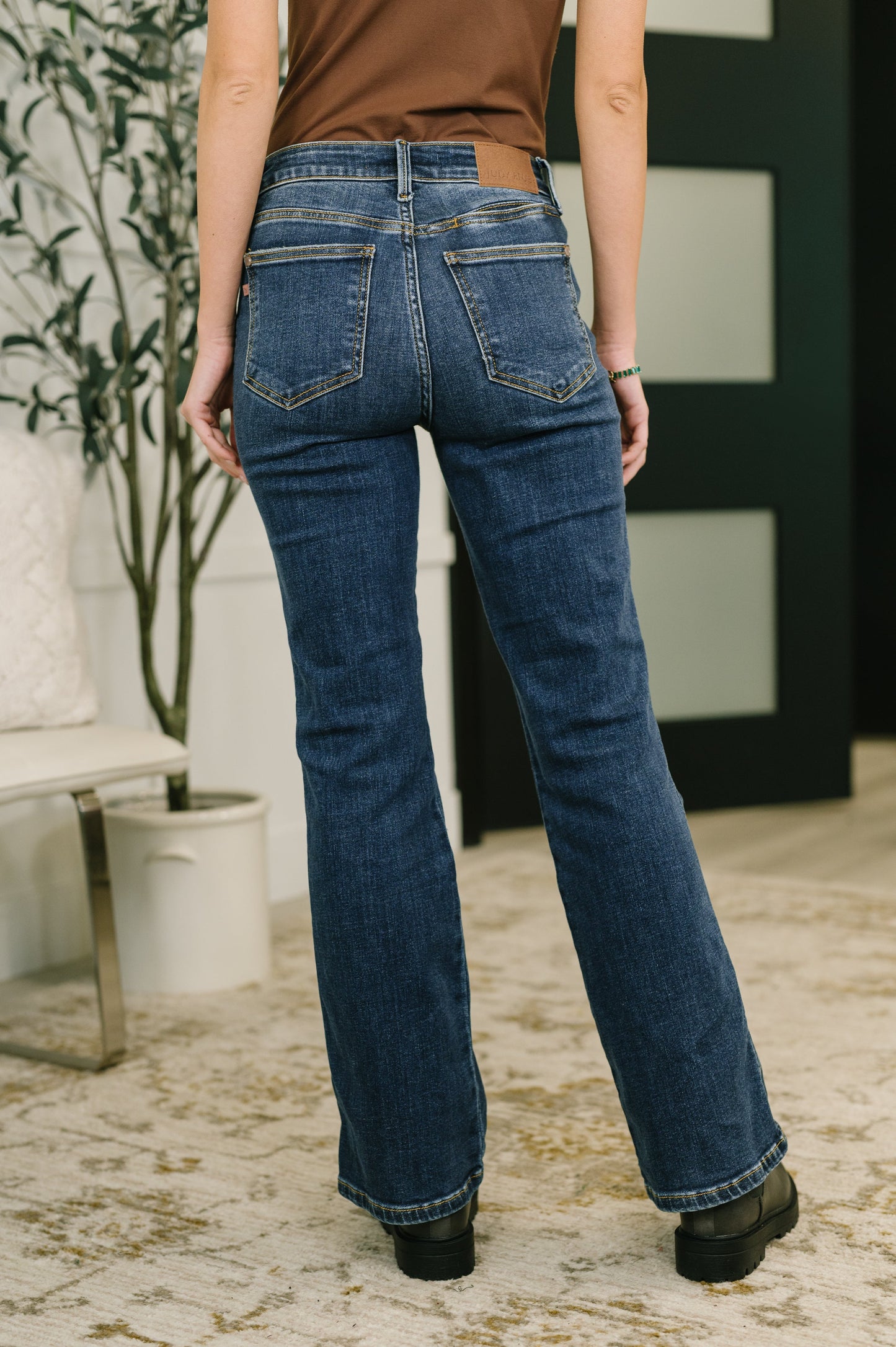 Casey Mid Rise Bootcut with Cell Phone Back Pocket & Slit by Judy Blue