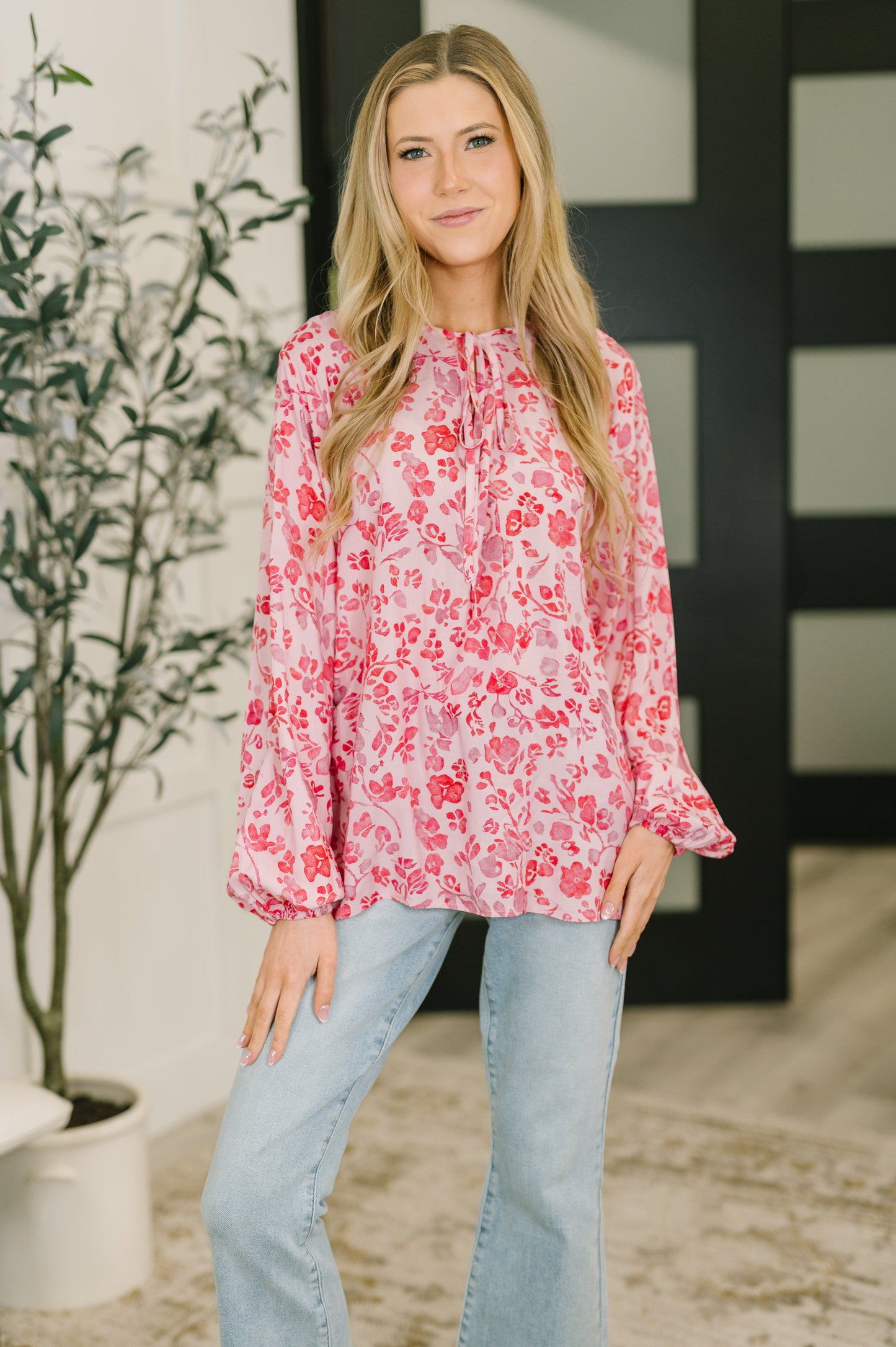 V-Neck Puff Sleeve Blouse