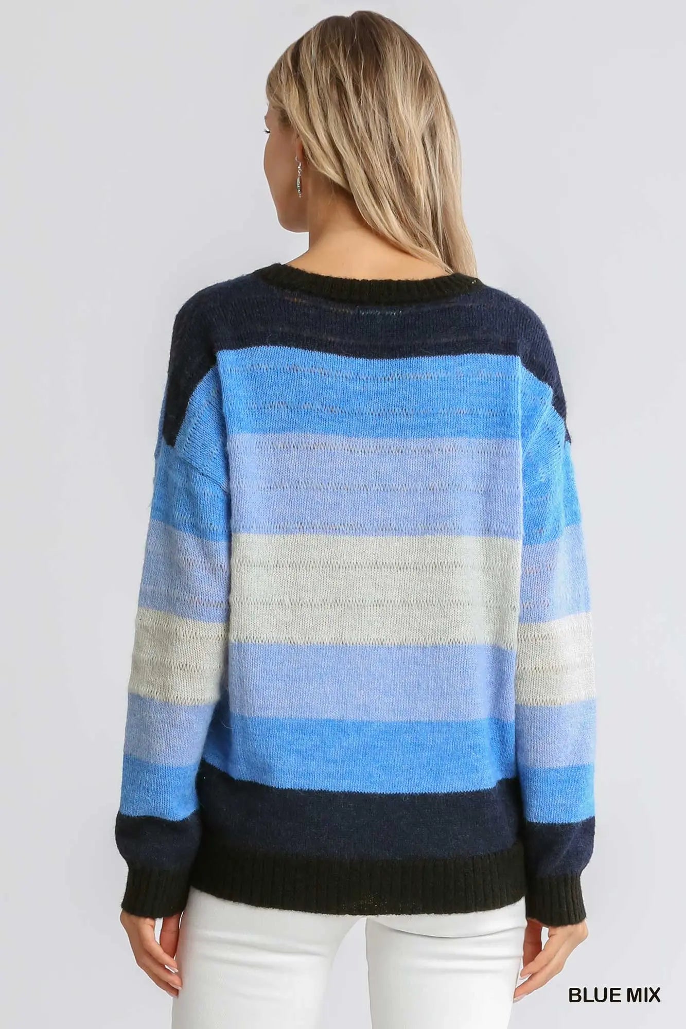 Cozy Blue Mix Striped Sweater
