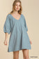 Dusty Blue Textured V-Neck Dress