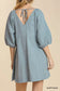 Dusty Blue Textured V-Neck Dress