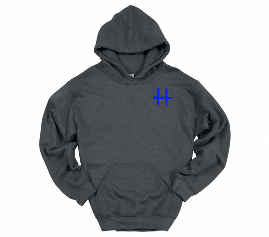 Humble Men’s Cross Flag Hoodie – Charcoal / Blue