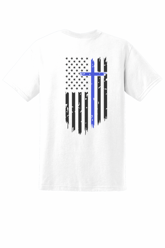 Humble Men’s Blue Cross Flag Graphic Tee – White