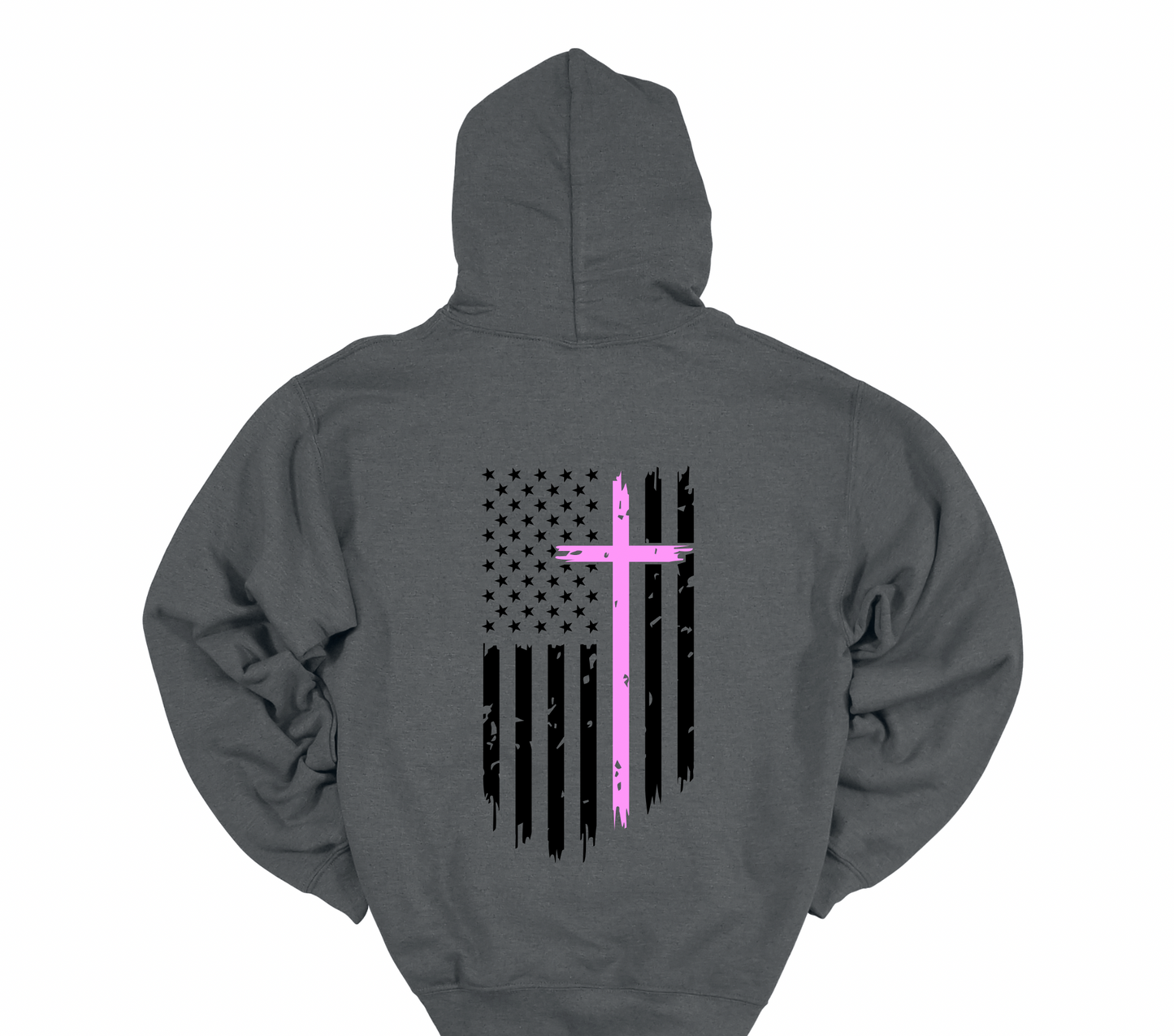 Humble Women’s Charcoal Hoodie with Pink Cross
