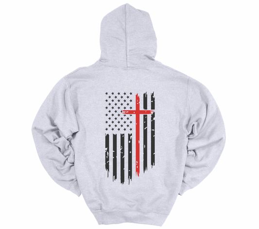Faith Over Flag Hoodie – Gray | Black “H”