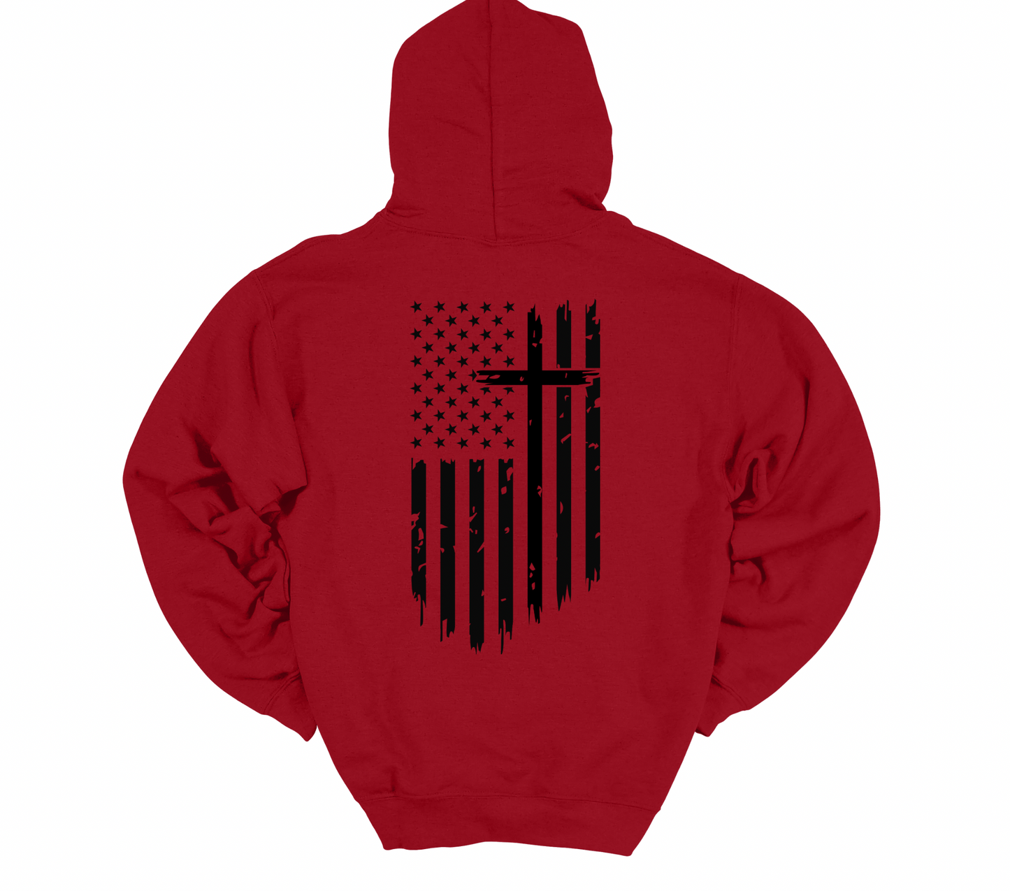 Faith Over Flag Hoodie – Red | Black Flag & Black “H”