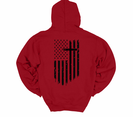 Faith Over Flag Hoodie – Red | Black Flag & Black “H”