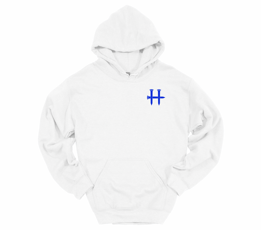 Men’s Faith Over Flag Hoodie – White | Black Flag & Blue Cross