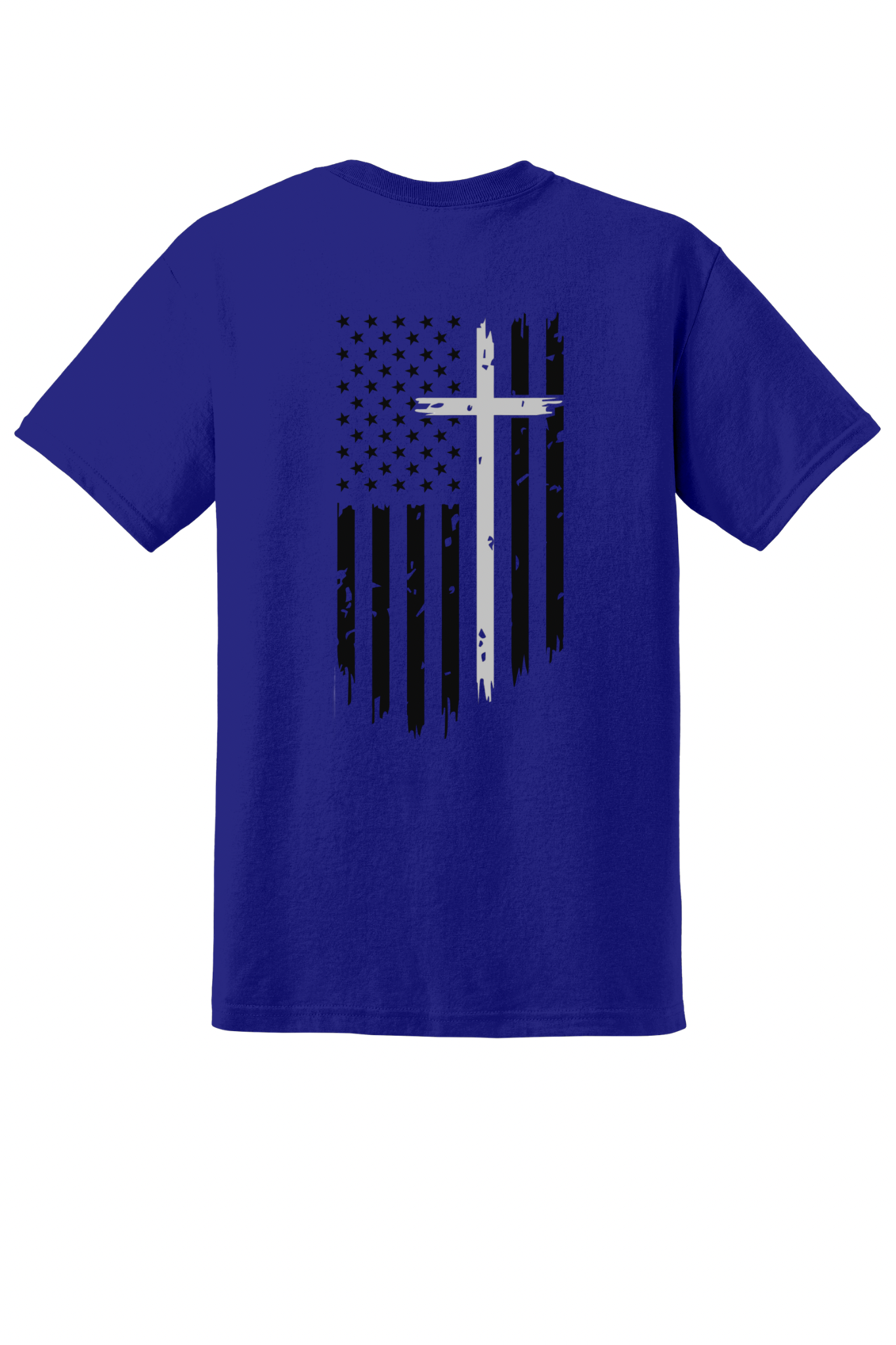 Men’s Faith Over Flag T-Shirt – Royal Blue | Black Flag & White Cross