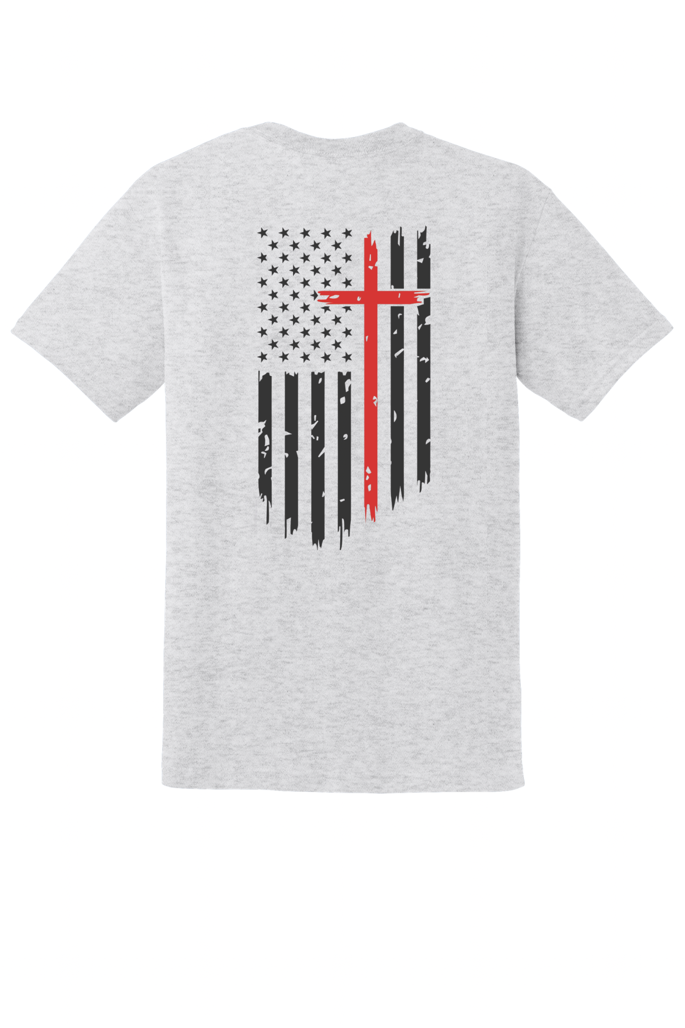 Men’s Faith Over Flag T-Shirt – White | Black Flag & Red Cross