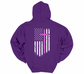 Women’s Dark Purple Humble Hoodie – Pink Cross, Pink H & White Flag