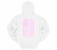 Women’s White Humble Hoodie – Pink Flag & H Design