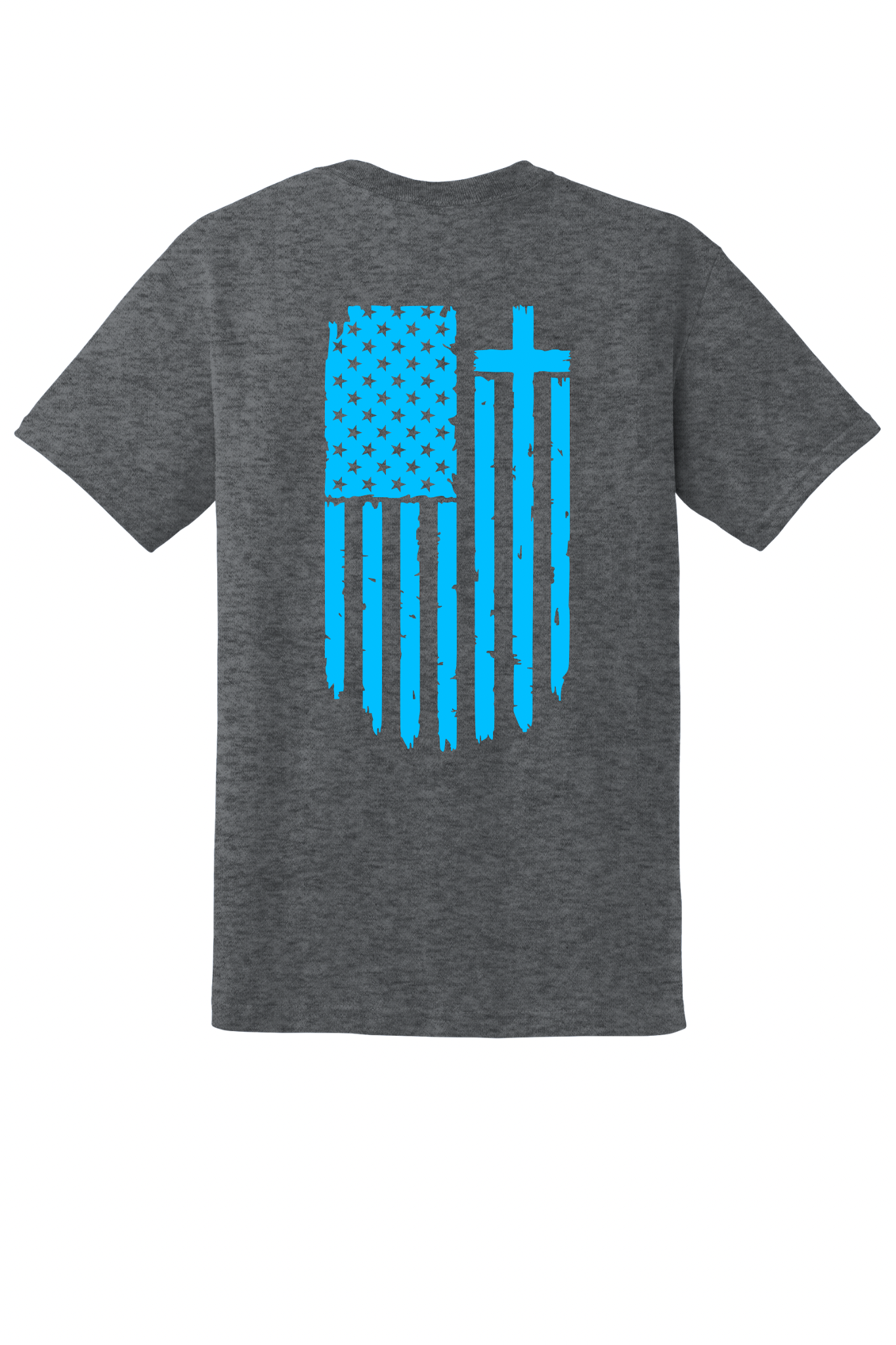 Charcoal Humble Tee – Bright Blue Flag, Cross & H