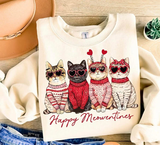 😻 Happy Meowentines Sweatshirt – Valentine’s Day Cat Lover Crewneck