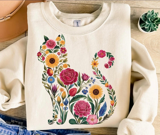 🌸 Floral Cat Sweatshirt