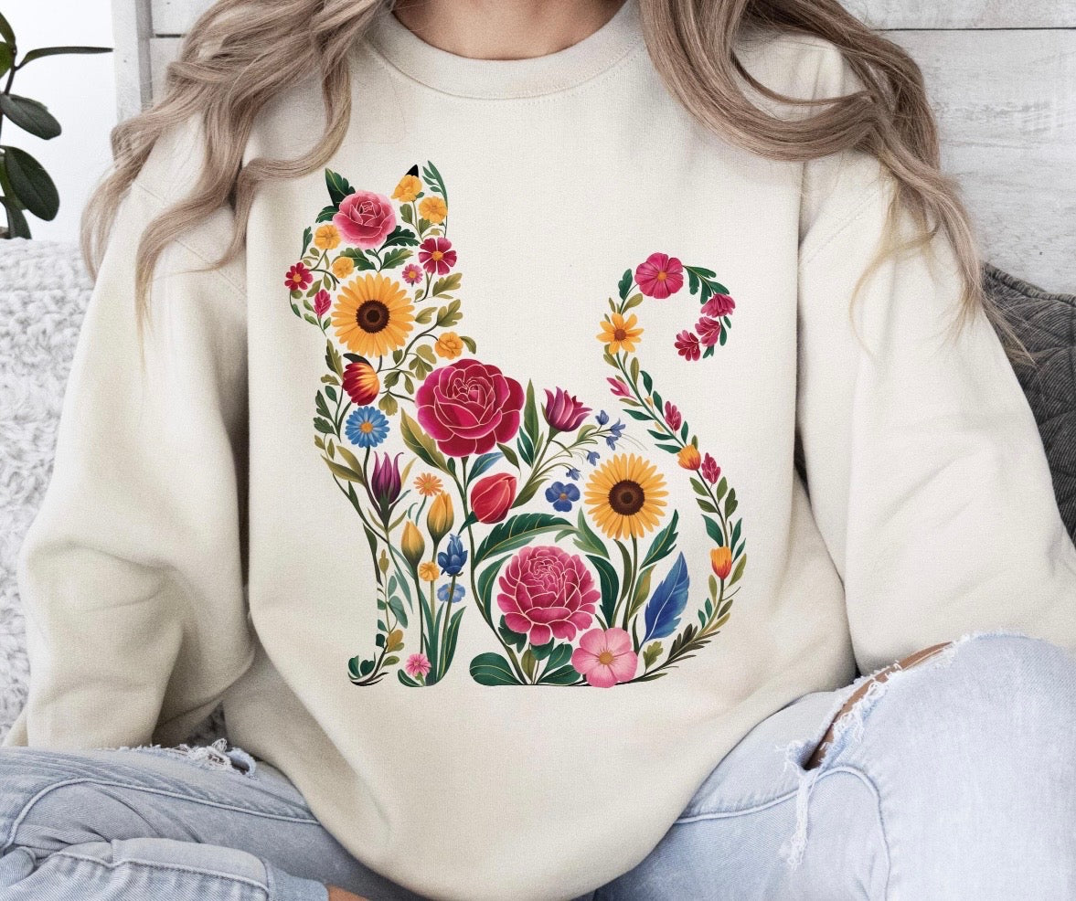 🌸 Floral Cat Sweatshirt