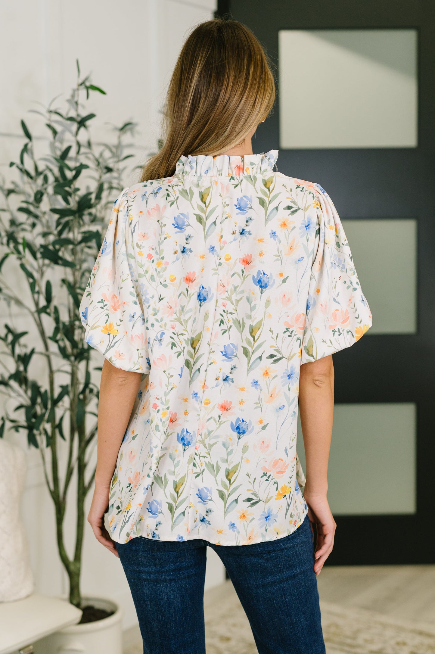 Notch Neck Floral Blouse