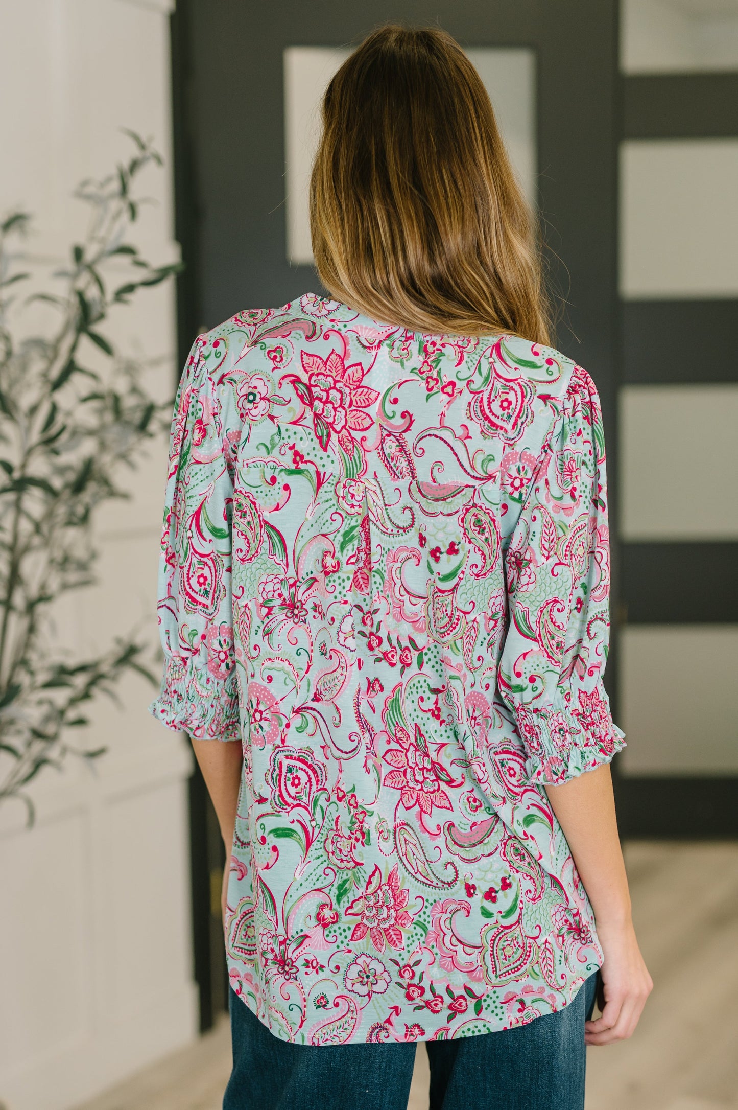 Lizzy Smock Top in Floral Paisley