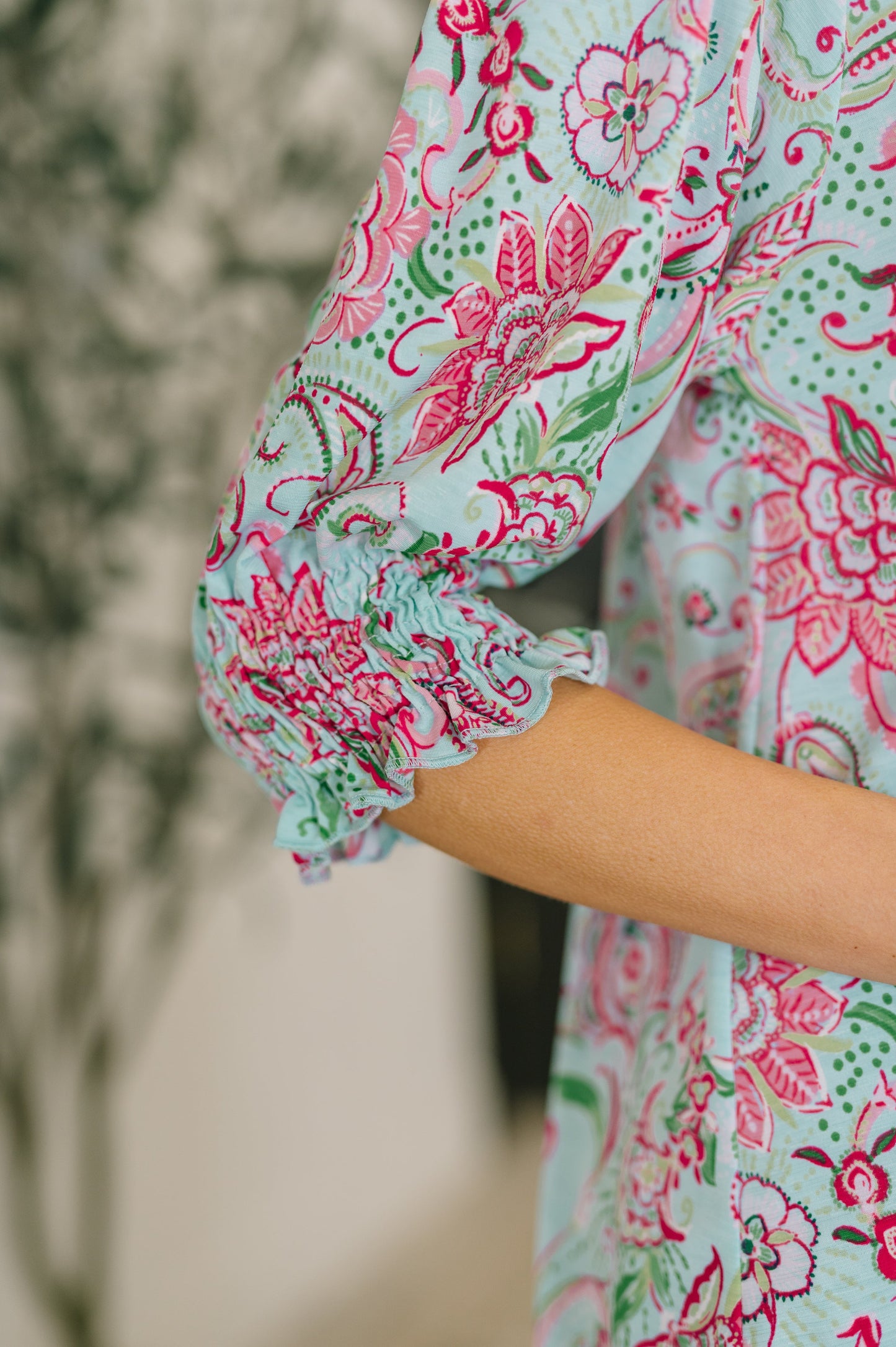 Lizzy Smock Top in Floral Paisley