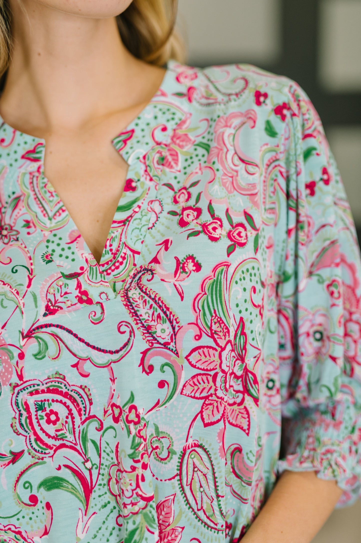 Lizzy Smock Top in Floral Paisley