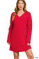 Wrapped in Grace Vneck Sweater Dress - Ruby