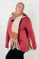 Oversized Plaid Fringe Scarf in Light Brown