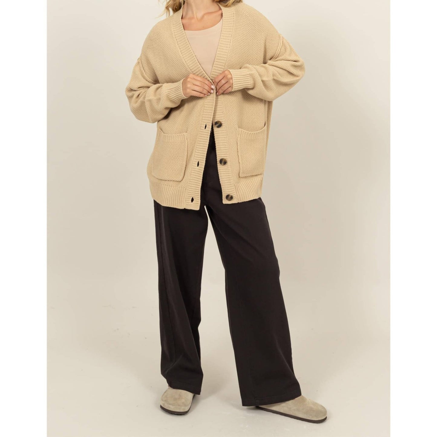 5 Colors! Oversized Button Up Cardigan With Pockets