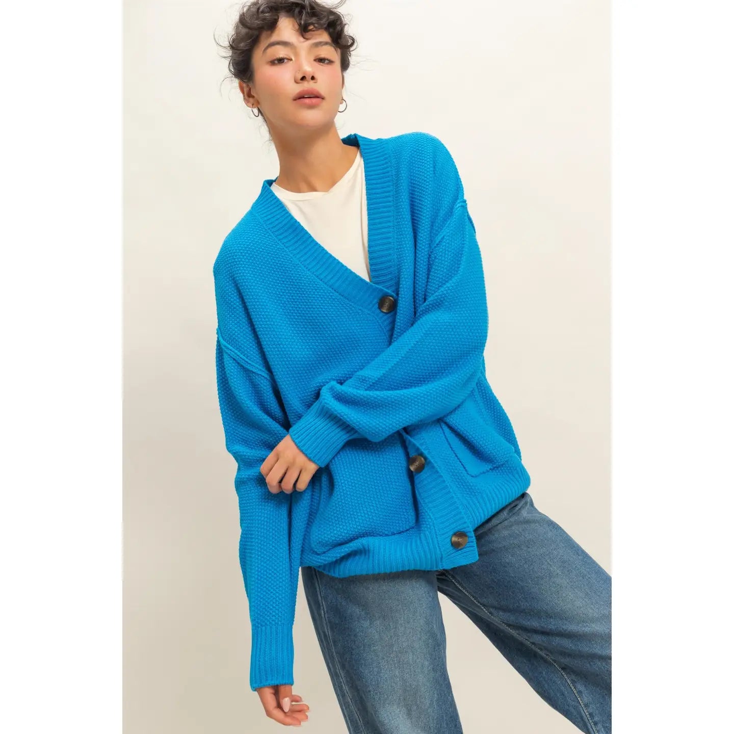 5 Colors! Oversized Button Up Cardigan With Pockets