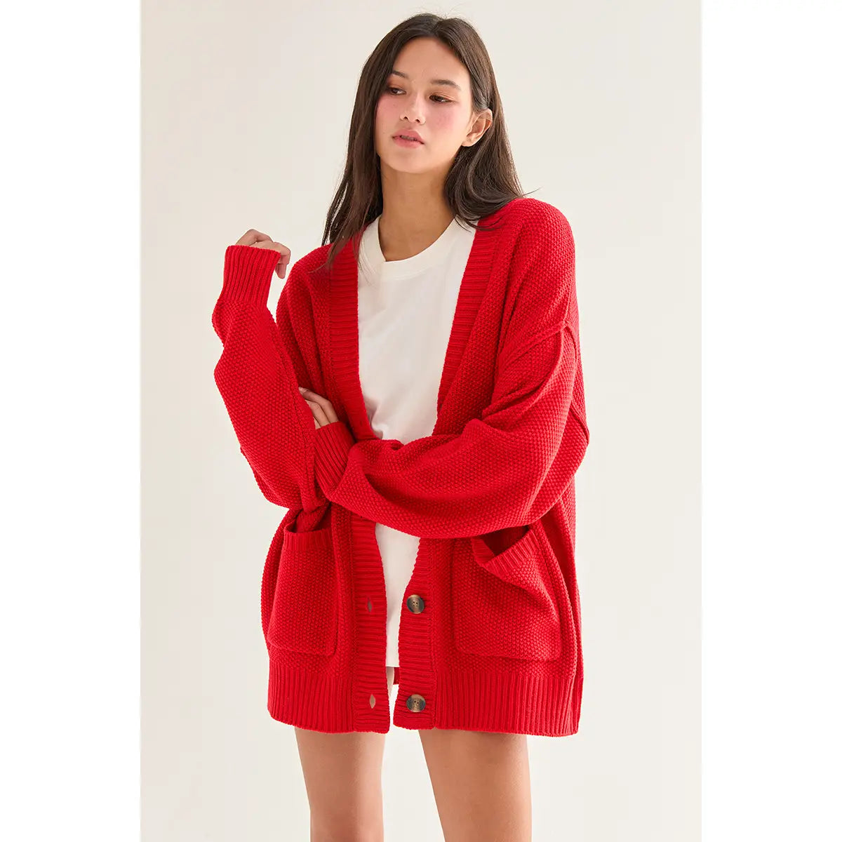 5 Colors! Oversized Button Up Cardigan With Pockets